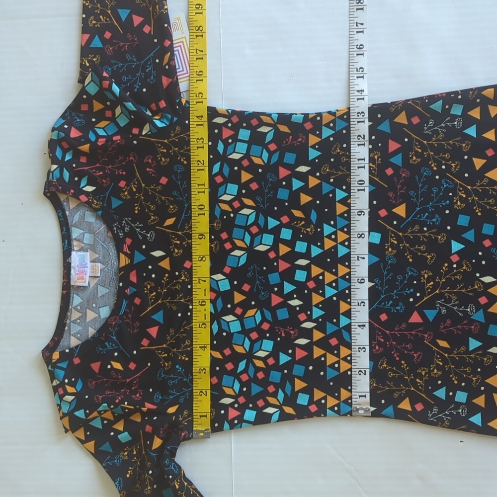 NWT LuLaRoe Julia Bodycon Short Sleeve Dress XXS Black Blue Multicolored Pattern - Picture 11 of 13